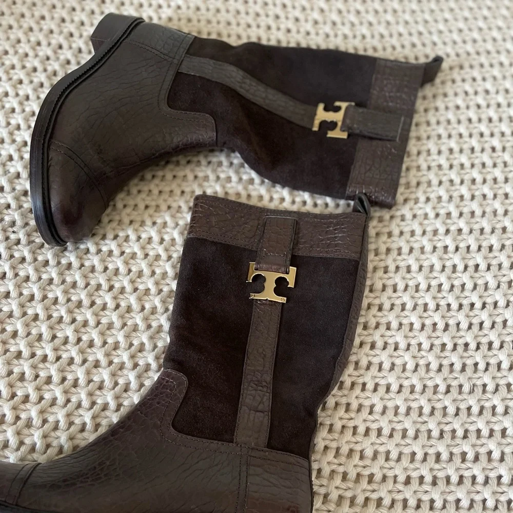 Tory Burch Brown 'corey' Leather Suede Boots - Picture 13 of 15